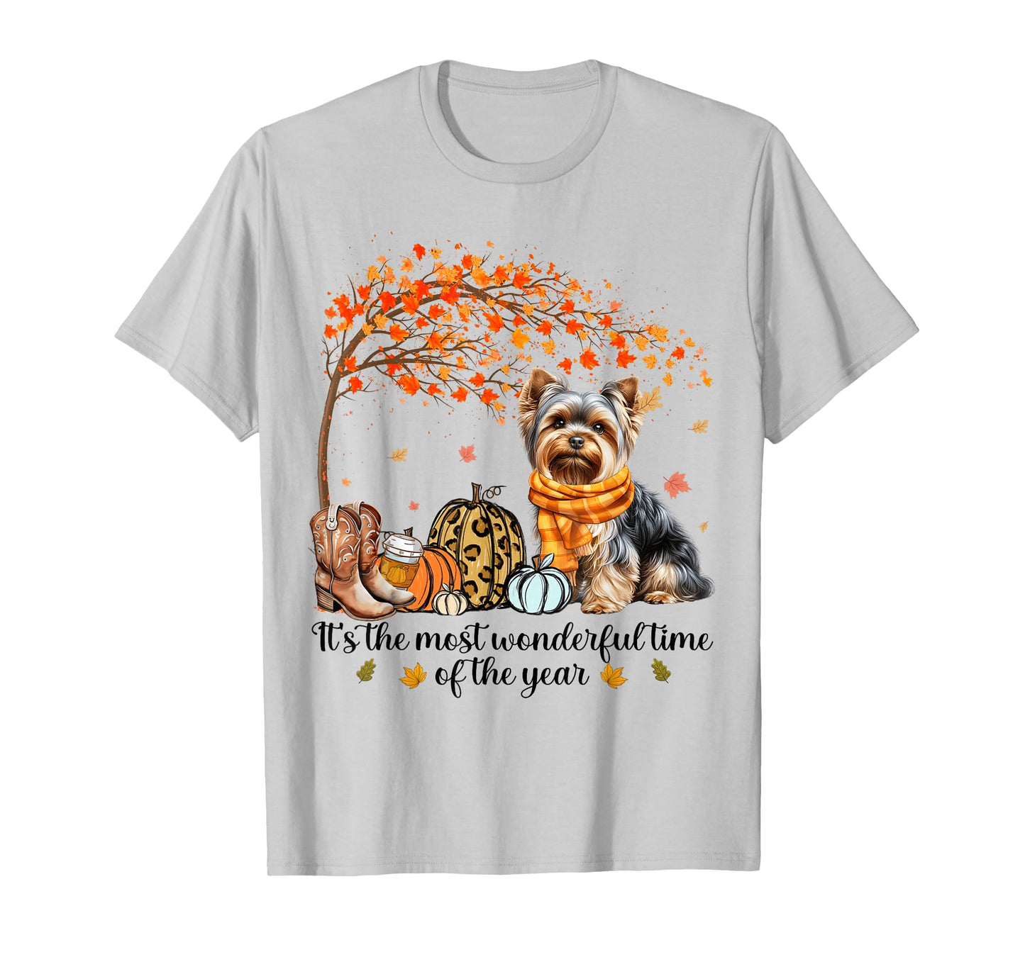 It’s The Most Wonderful Time Yorkie Pumpkins Autumn Fall T-Shirt
