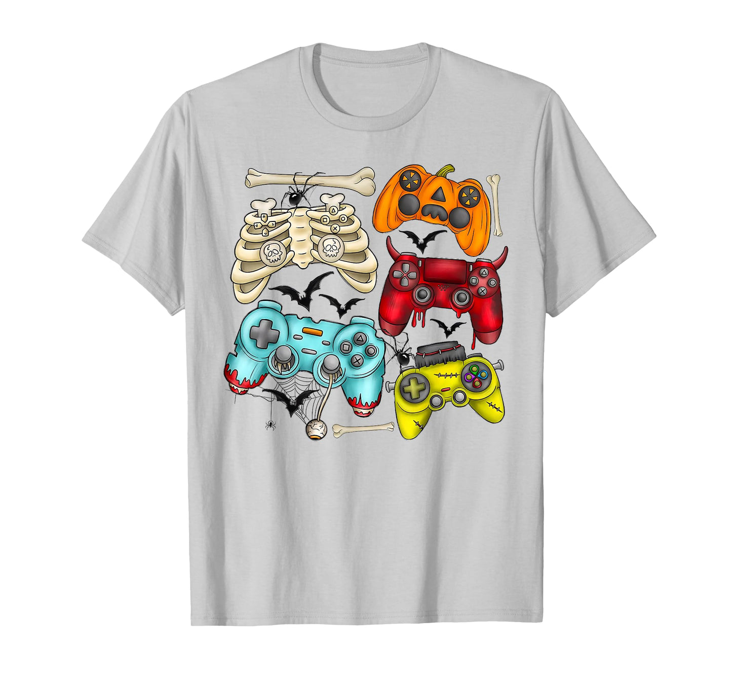 Halloween Skeleton Zombie Gaming Controllers Mummy Boys Kids T-Shirt