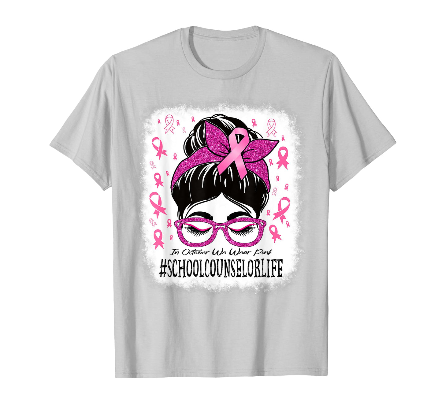 School Counselor In October We Wear Pink Cancer Awareness T-Shirt