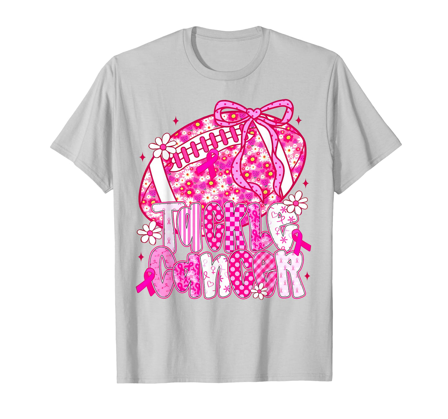 Tackle Breast Cancer Awareness American Football Bow Womens T-Shirt