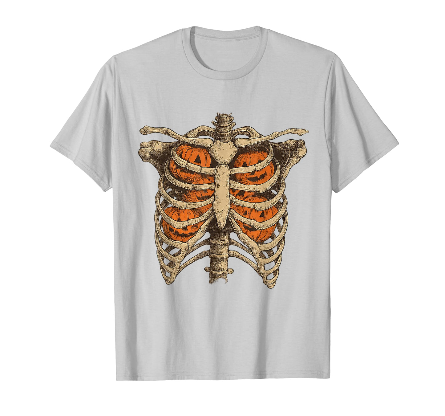 Funny Pumpkin Skeleton Rib Cage Halloween Costume Skeleton T-Shirt