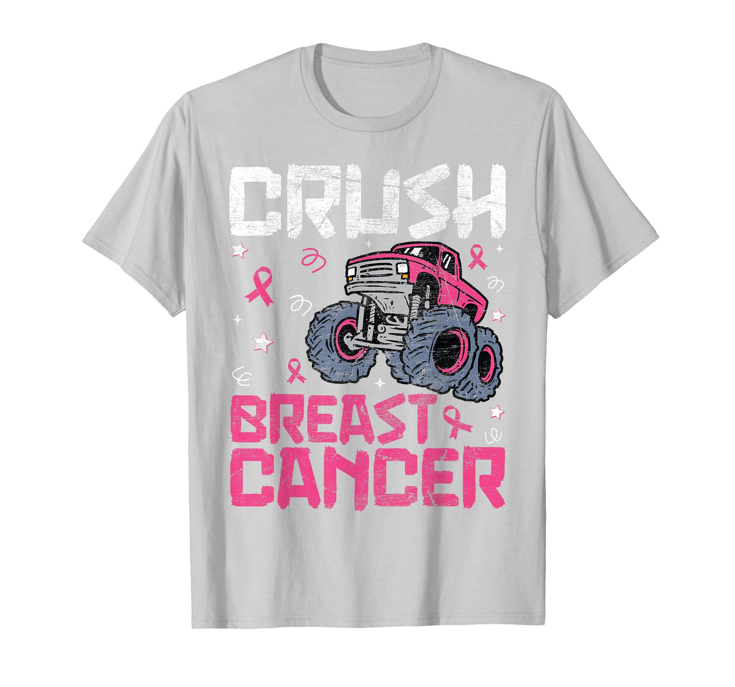 Crush Breast Cancer Awareness Monster Truck kids Boys Girls T-Shirt