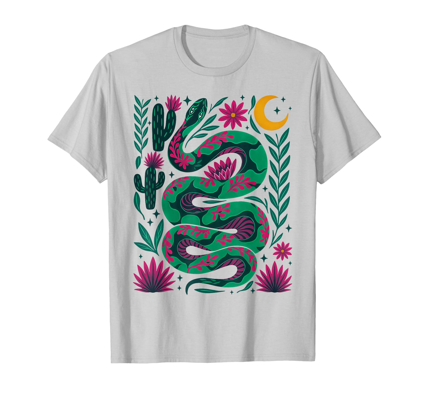 Boho Snake Cactus Floral Desert Western Vibes Preppy Cowgirl T-Shirt