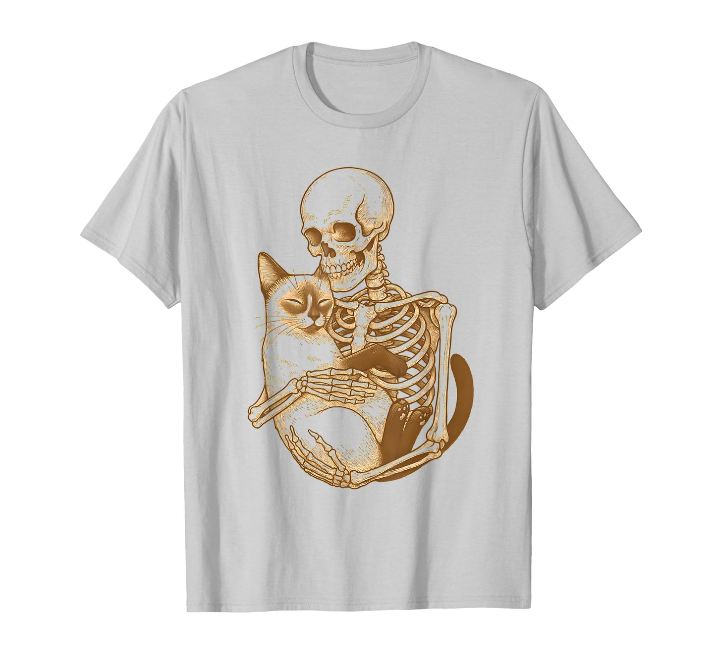 Skeleton Hugging Siamese Cat T-Shirt