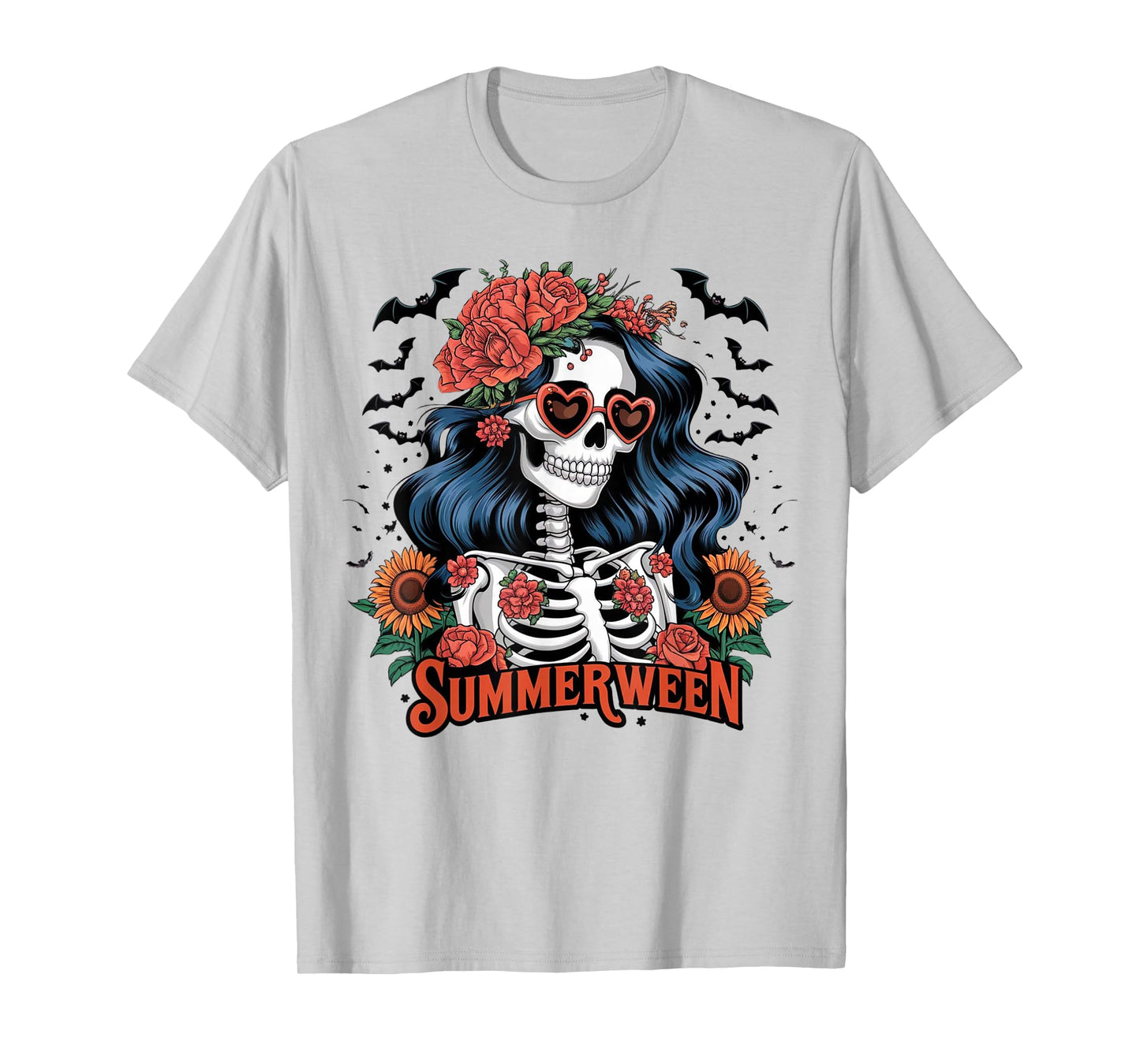 Summerween Halloween Theme Summer Skeleton Woman Mysterious T-Shirt