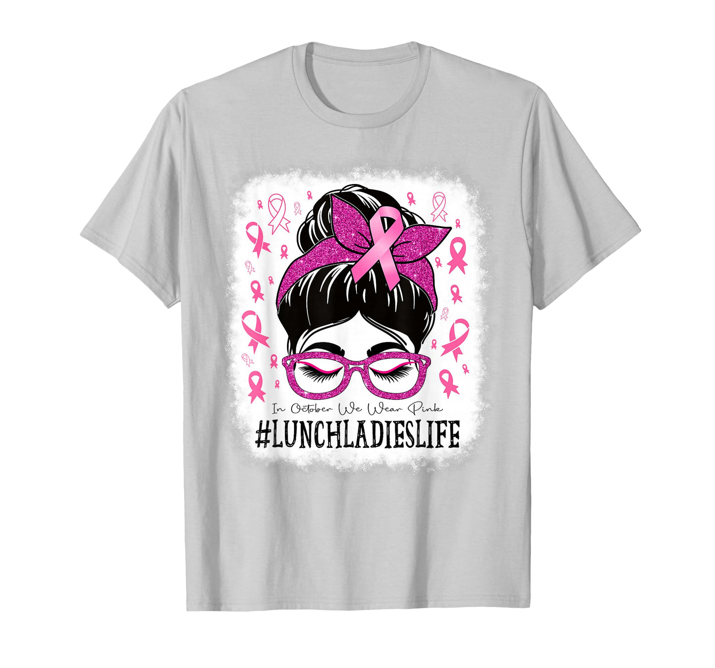 Lunch Ladies In October We Wear Pink Breast Cancer Awareness T-Shirt