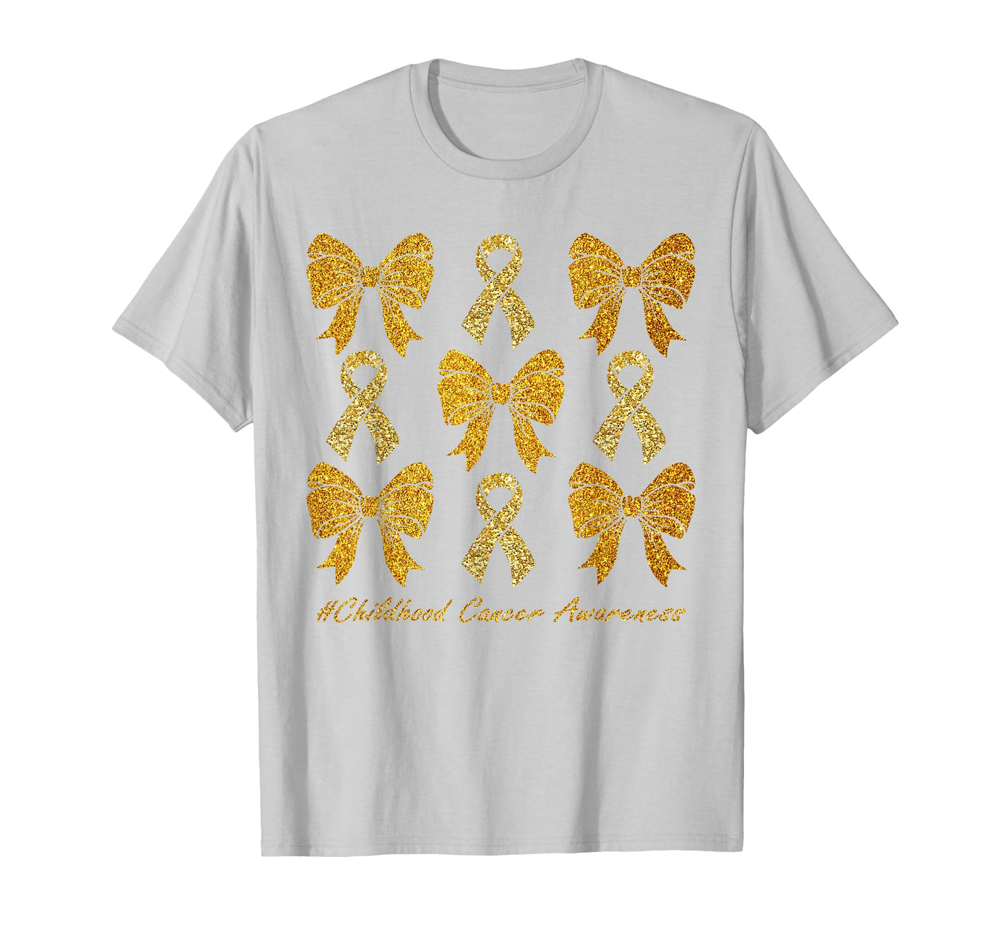 Cute Gold Bow Coquette Childhood Cancer Awareness Woman Girl T-Shirt