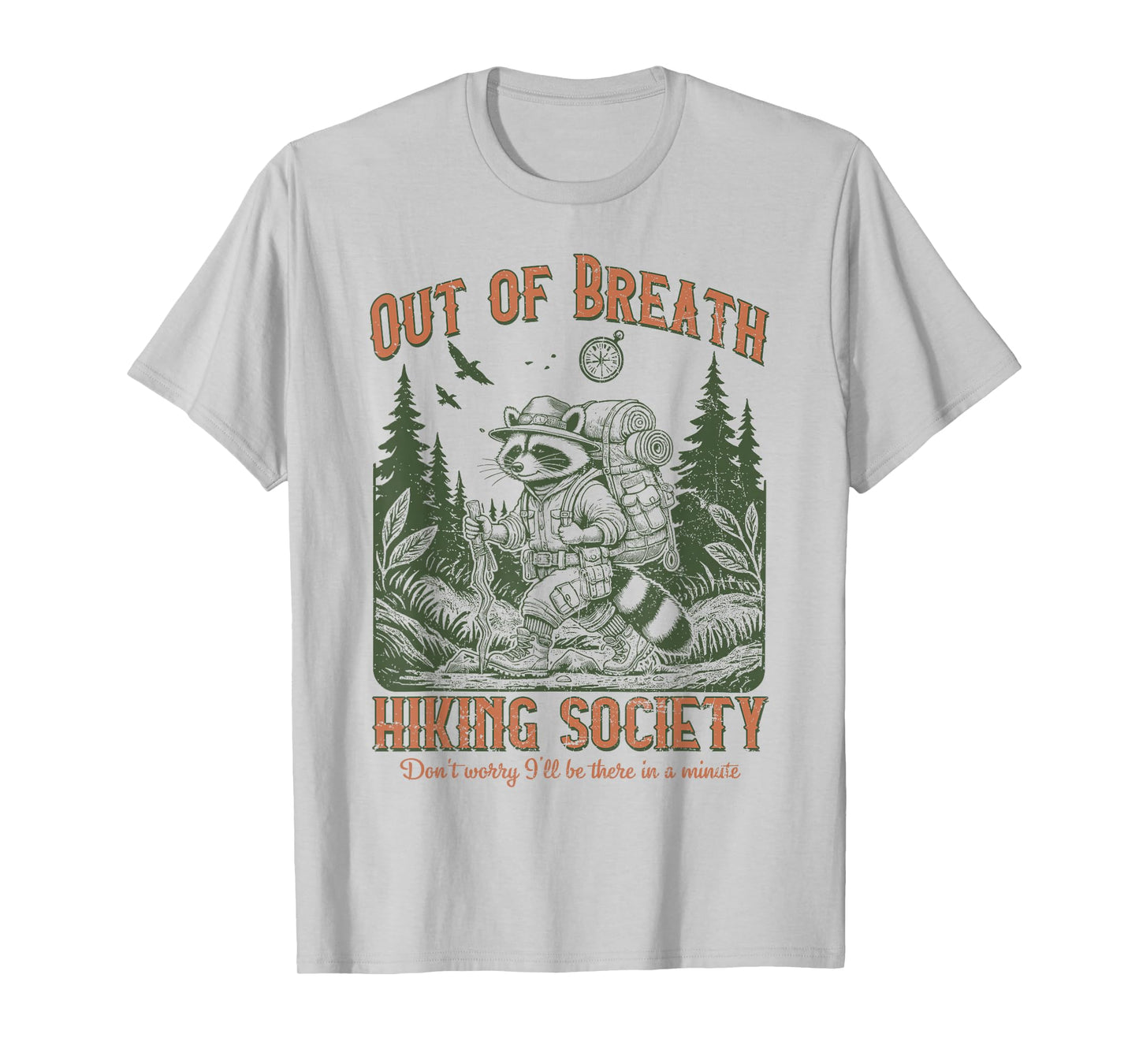 Funny Hiking Raccoon Out of Breath Joke T-Shirt