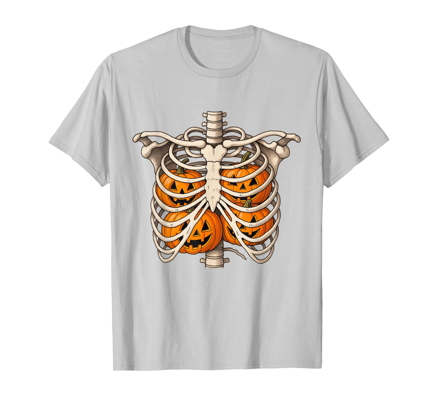 Ribcage Pumpkins Halloween Skeleton Spooky Season Fall Vibes T-Shirt
