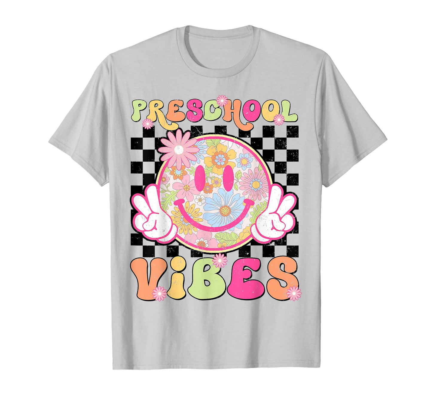 Groovy Preschool Vibes First Day Of School Teacher Girls T-Shirt