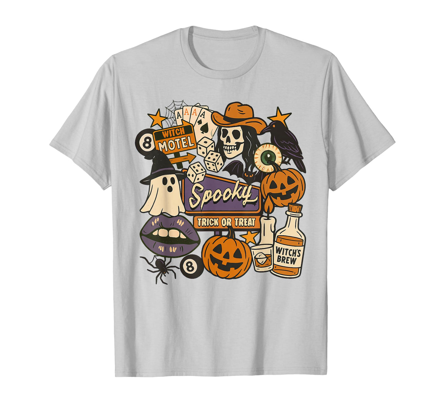 Halloween Vibes Spooky Season Witch Motel Skeleton Horror T-Shirt