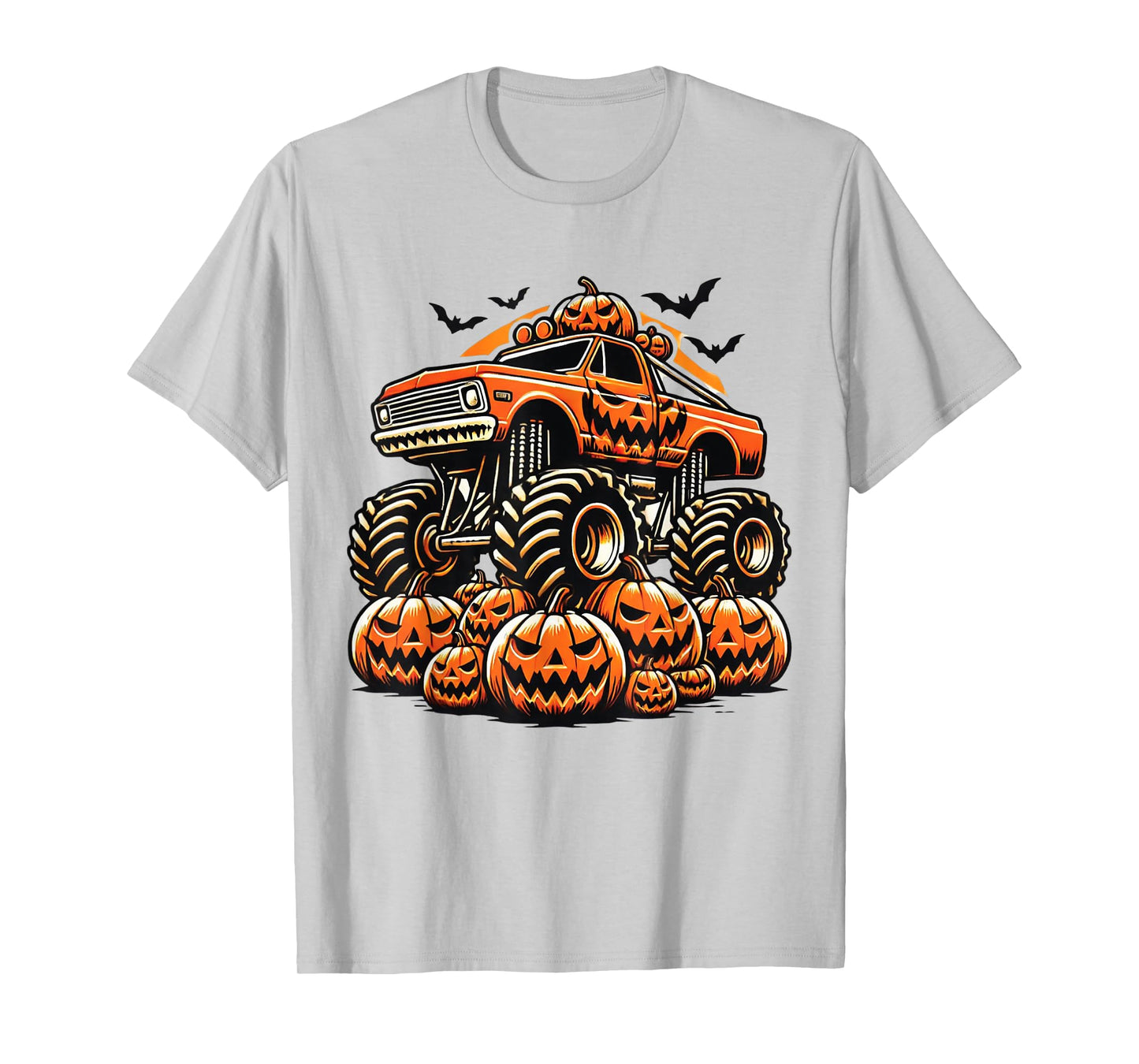 Kids Monster Truck Pumpkin Jack O Lantern Halloween Costume T-Shirt