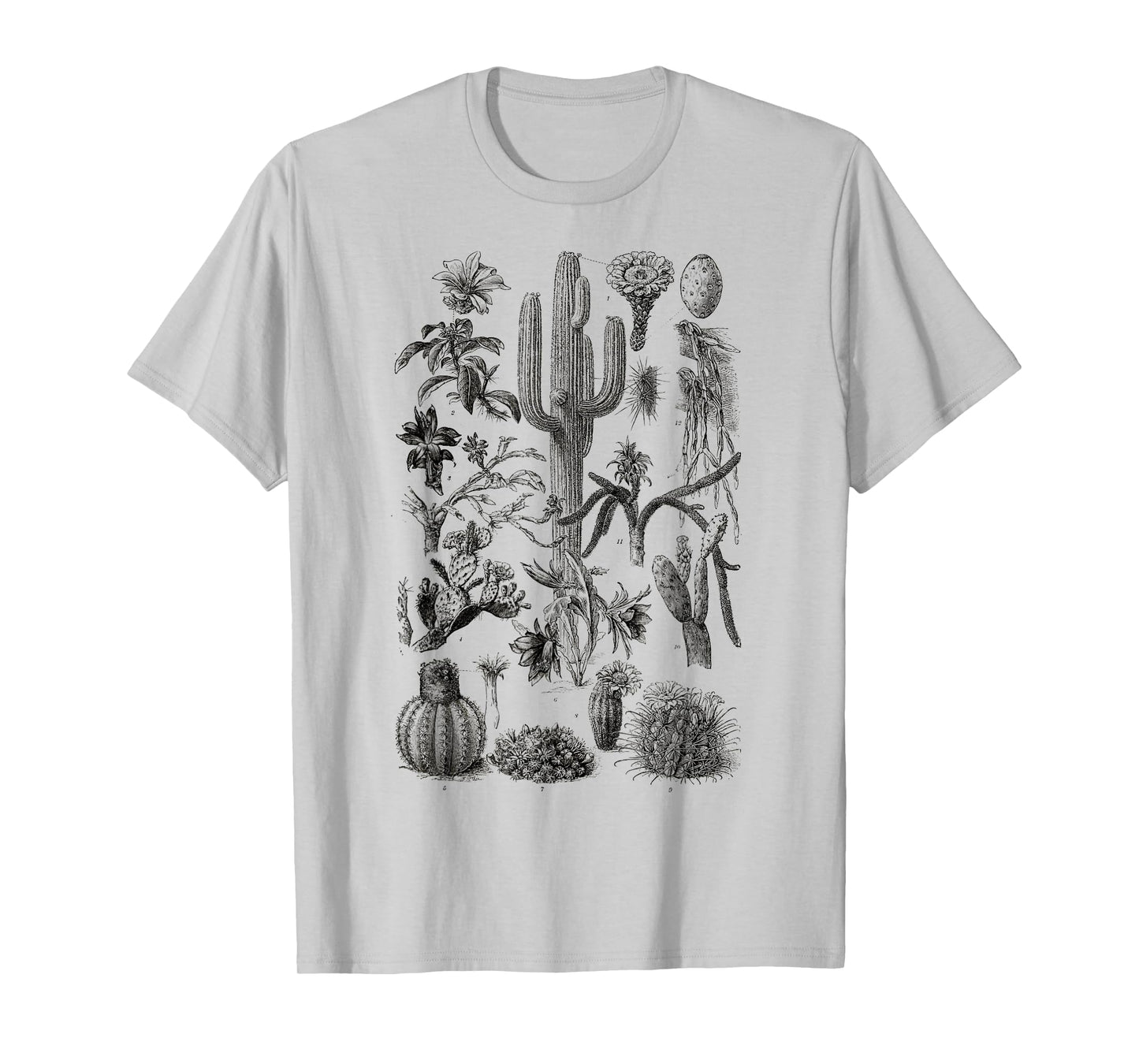 Vintage Cactus Chart Botanical Saguaro Cactus retro Desert T-Shirt