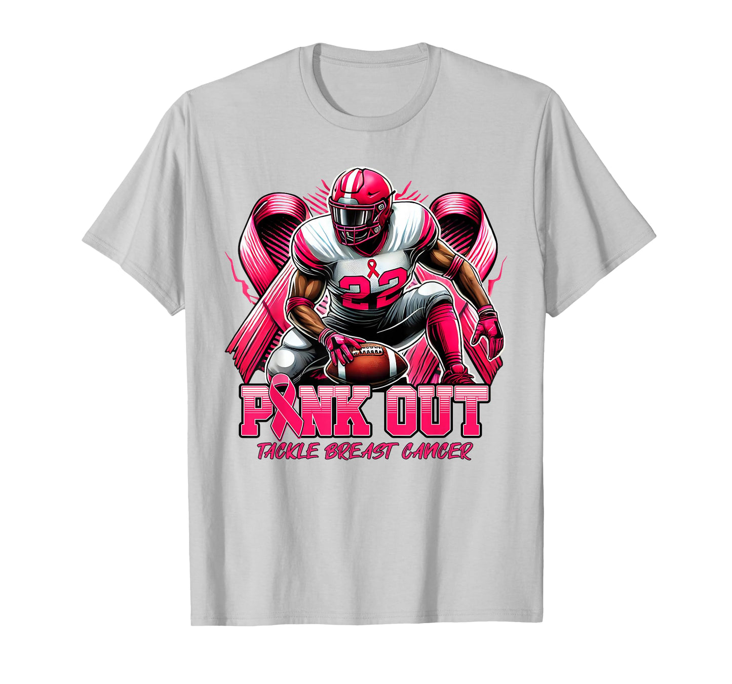 Pink Out Tackle Breast Cancer Awareness Football Men Boys T-Shirt