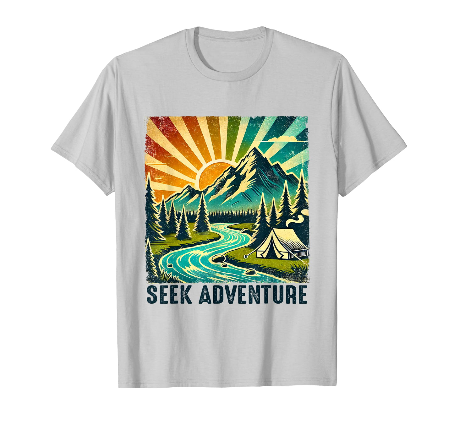 Seek Adventure Vintage Mountain Camping Hikers Trekkers T-Shirt