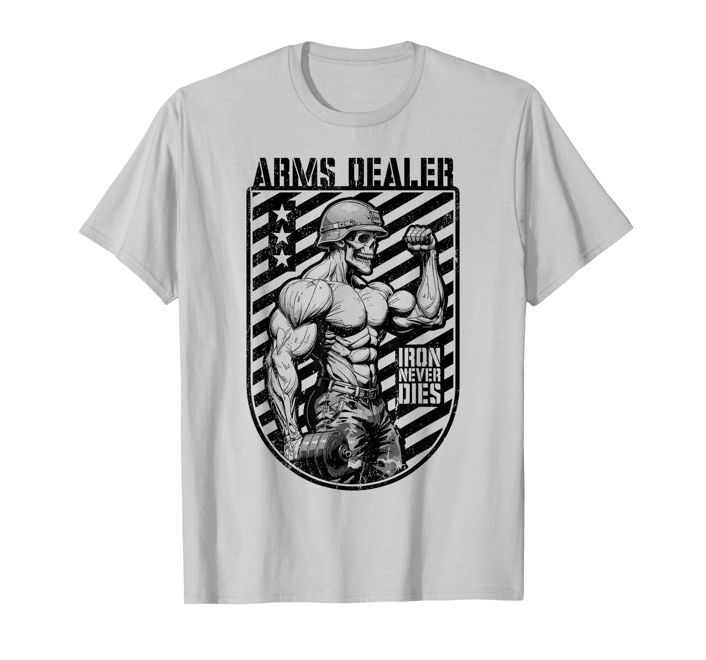 Military Gym Skeleton Bodybuilder Funny Arms Dealer Soldier T-Shirt
