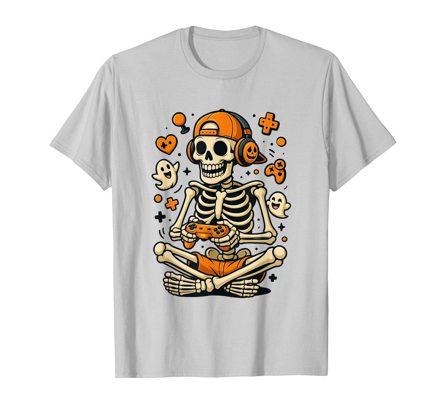 Funny Skeleton Gamer Halloween Video Game Costume Boys Men T-Shirt