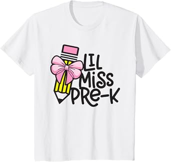 Little Miss Pre-K Shirt Back to School Pre Kindergarten T-Shirt