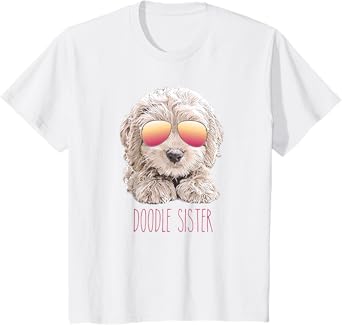 Kids Girls Doodle Sister, Valentine's Day Gift for Girl, Cute Dog T-Shirt