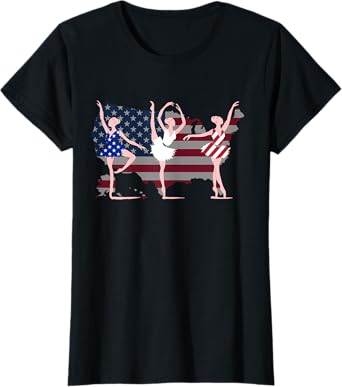 Ballerina Ballet USA American Flag 4th of July Dance Gift T-Shirt