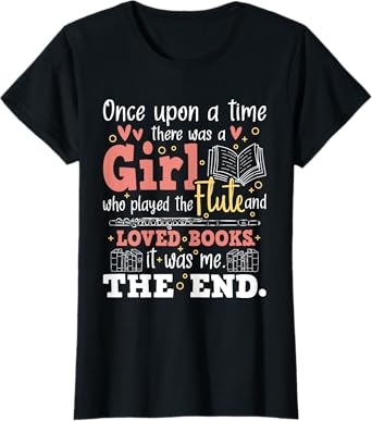 Flute Player Book Lover Flutist Marching Band Musician T-Shirt