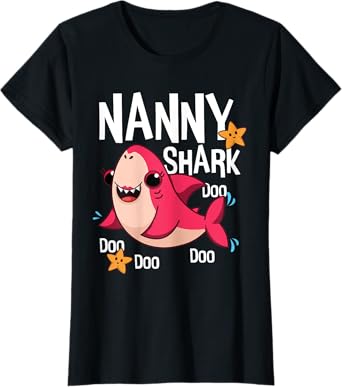 Cute Kawaii Shark Nanny Mom Mama Mommy Mother's Day T-Shirt