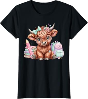 Cute Baby Highland Cow Back To School For Teachers & Student T-Shirt