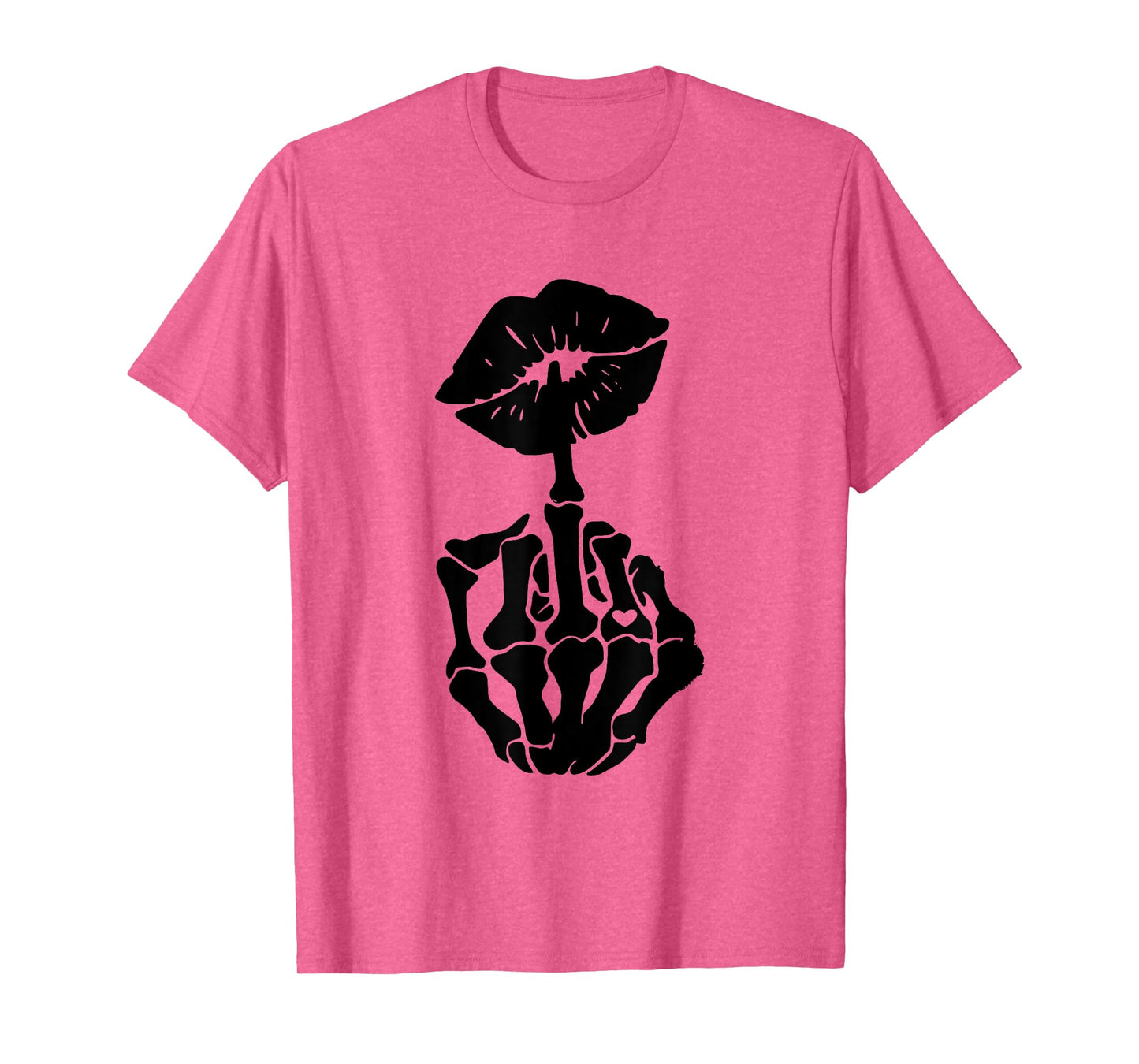 Halloween Retro Skeleton Hand Middle Finger Lips Funny T-Shirt