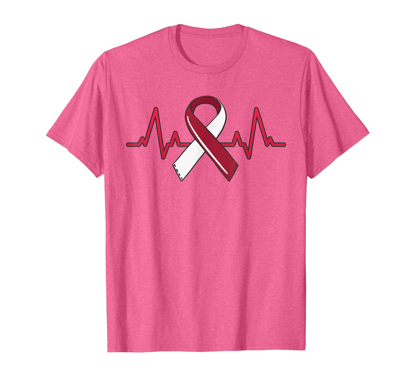 Oral Head And Neck Cancer Heartbeat Throat Burgundy Ribbon T-Shirt