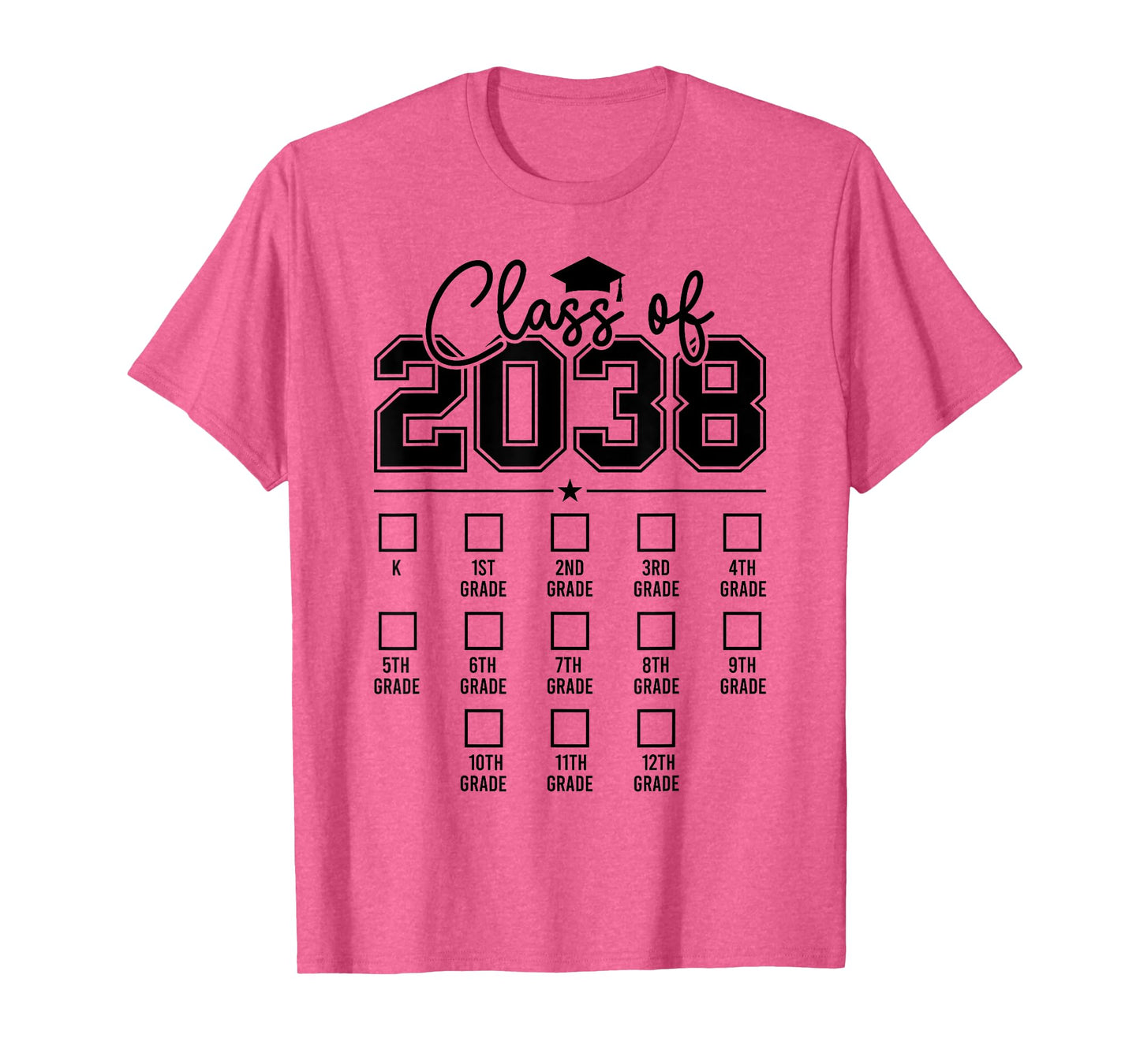 Class of 2038 Grow With Me Funny Kindergarten Back To School T-Shirt
