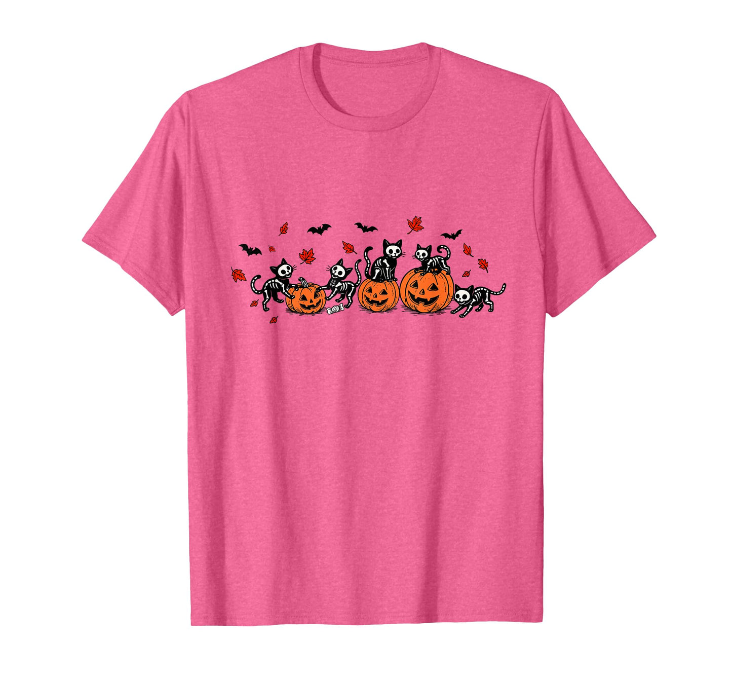 Skeleton Black Cat Halloween Pumpkin Cat Fall Autumn Cat Mom T-Shirt