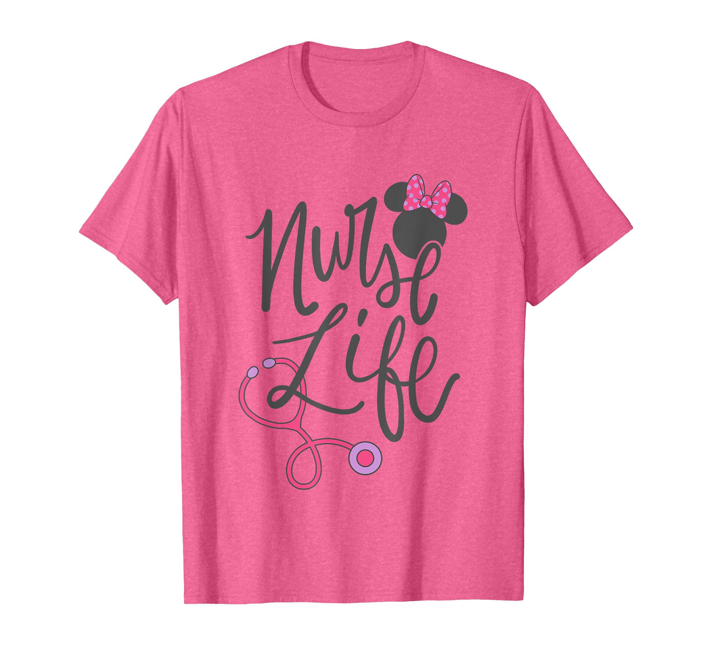 Disney Minnie Mouse Nurse Life Big Chest Text Logo T-Shirt