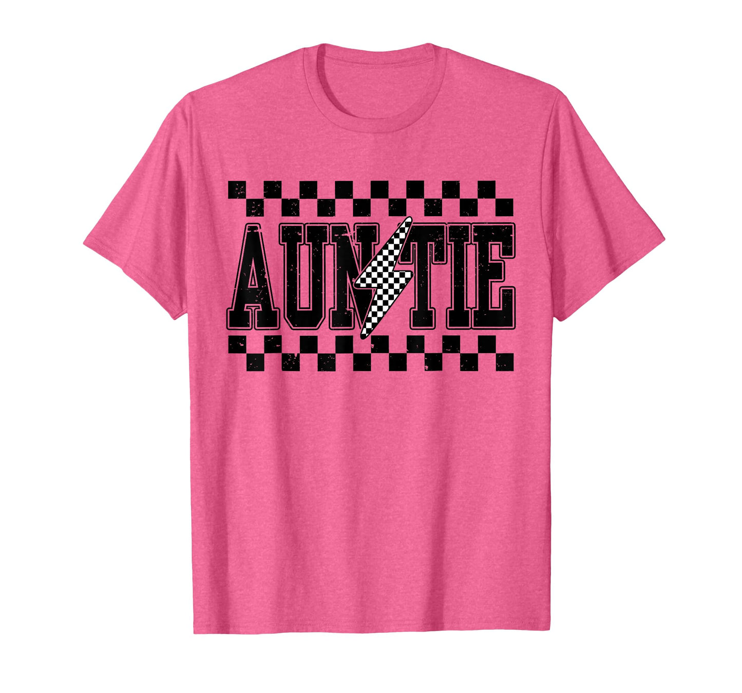 Retro Lightning Auntie Checkered Funny Auntie For Women Men T-Shirt