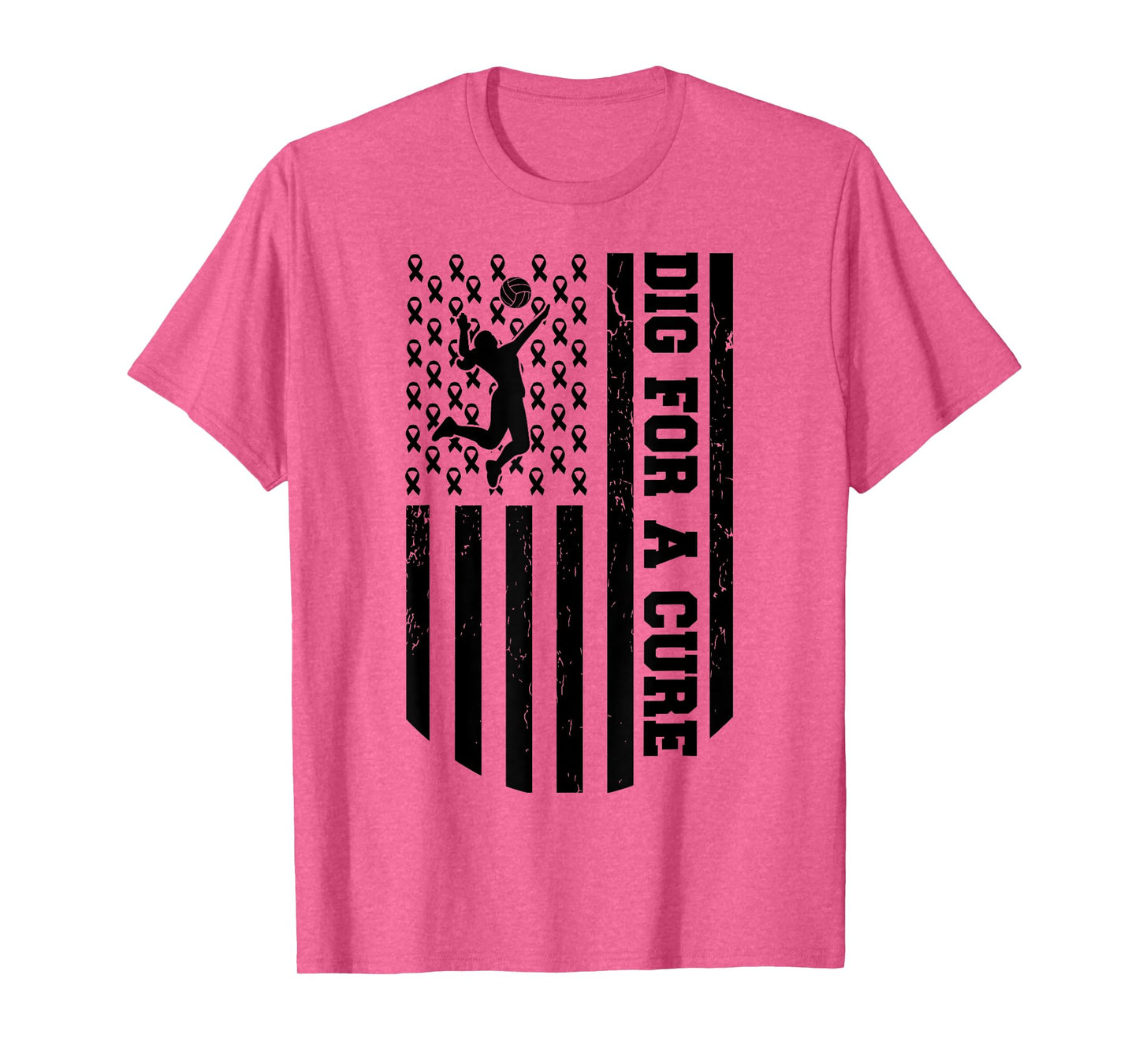 Dig For A Cure Breast Cancer Volleyball Pink American Flag T-Shirt for Women Kids Men