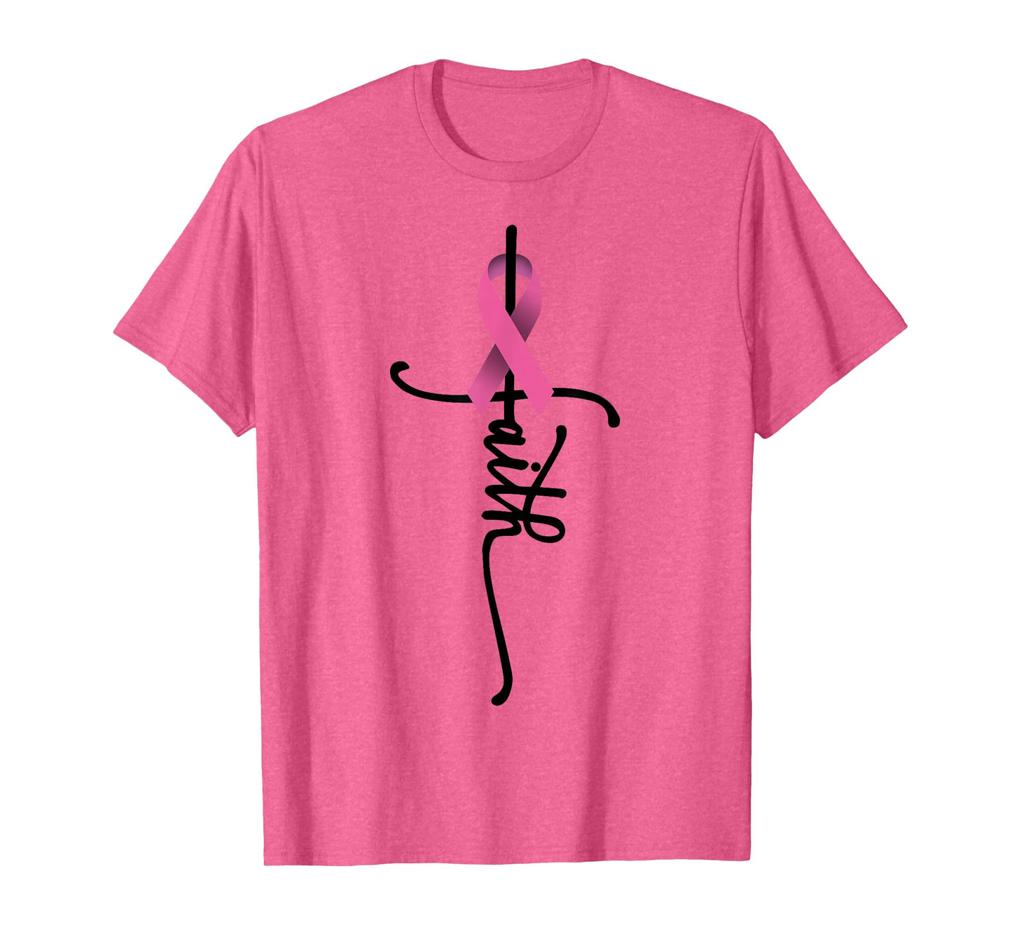 Faith Cross Warrior Survivor Pink Ribbon Breast Cancer T-Shirt