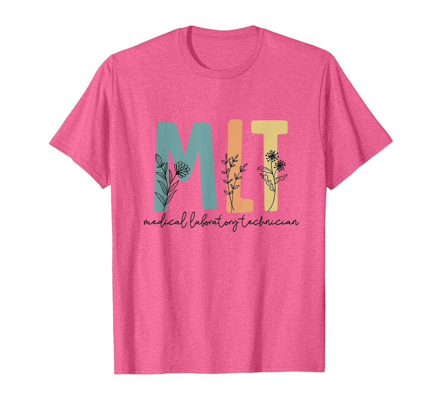 Retro Wildflower MLT Medical Laboratory Technician Scrub T-Shirt
