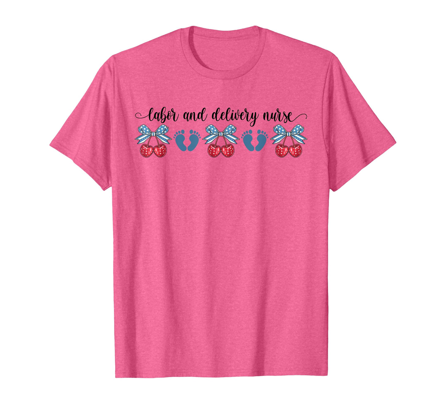 4th Of July Labor And Delivery Nurse Cherries Coquette Bow T-Shirt