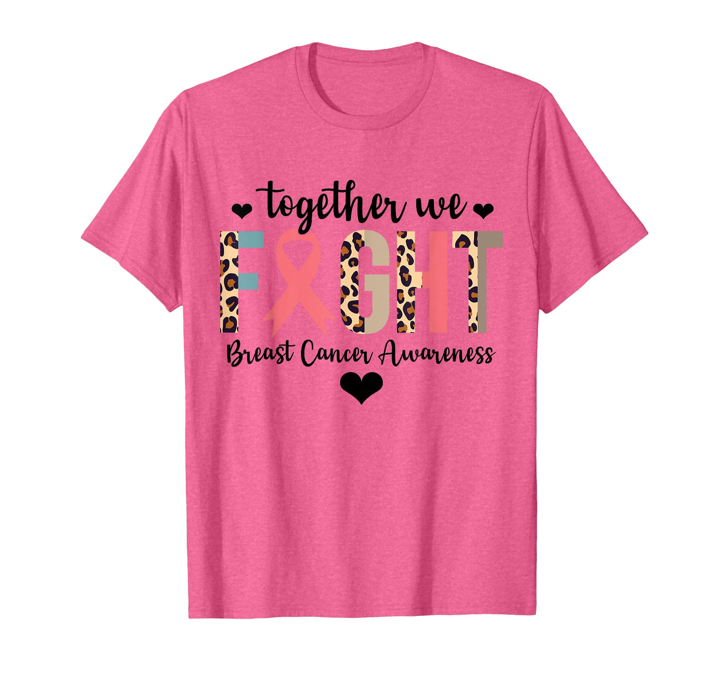 Together We Fight Breast Cancer Awareness Leopard Warrior T-Shirt
