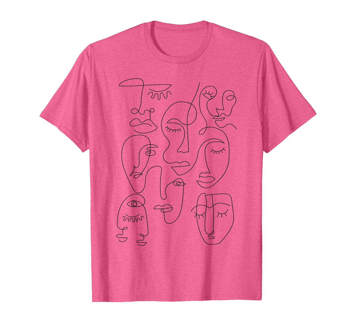 Hand Drawn One Line Art Faces T-Shirt