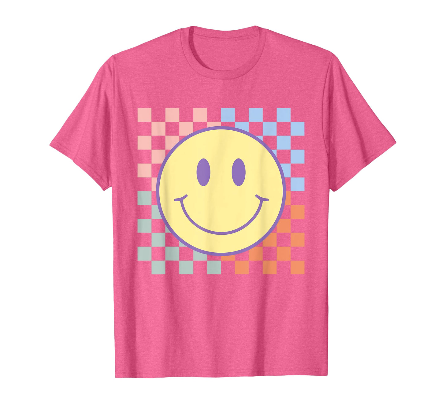 Retro Smile Face Shirts Checkered Pattern For Women Men Kids T-Shirt