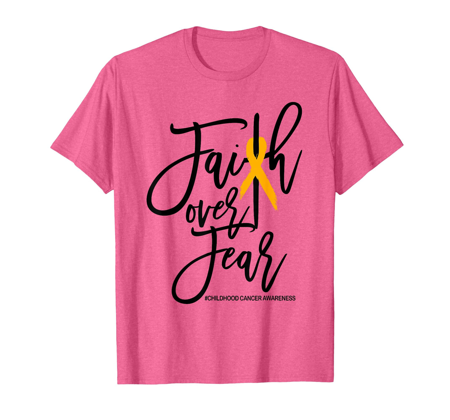 Faith Over Fear Childhood Cancer Awareness Gold Ribbon Kids T-Shirt
