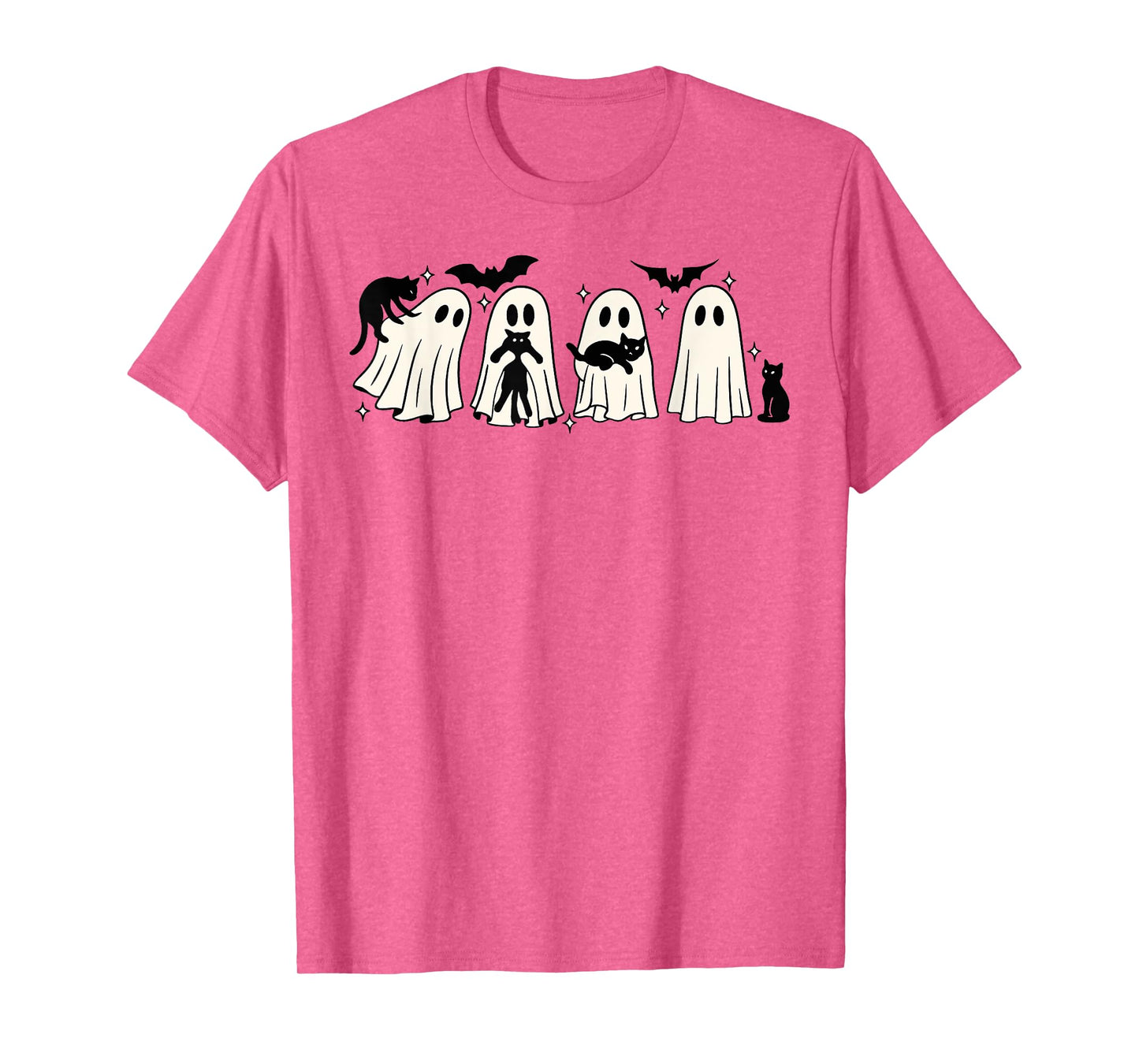 Funny Ghost Black Cat Spooky Season Trick Or Treat Halloween T-Shirt for Men Women Kids