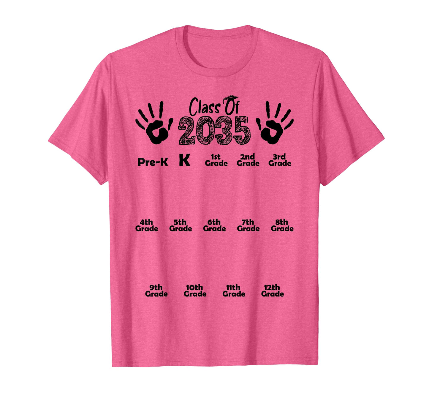 Class of 2035 Grow With Me Shirt Handprint Pre-K 12th Grade T-Shirt