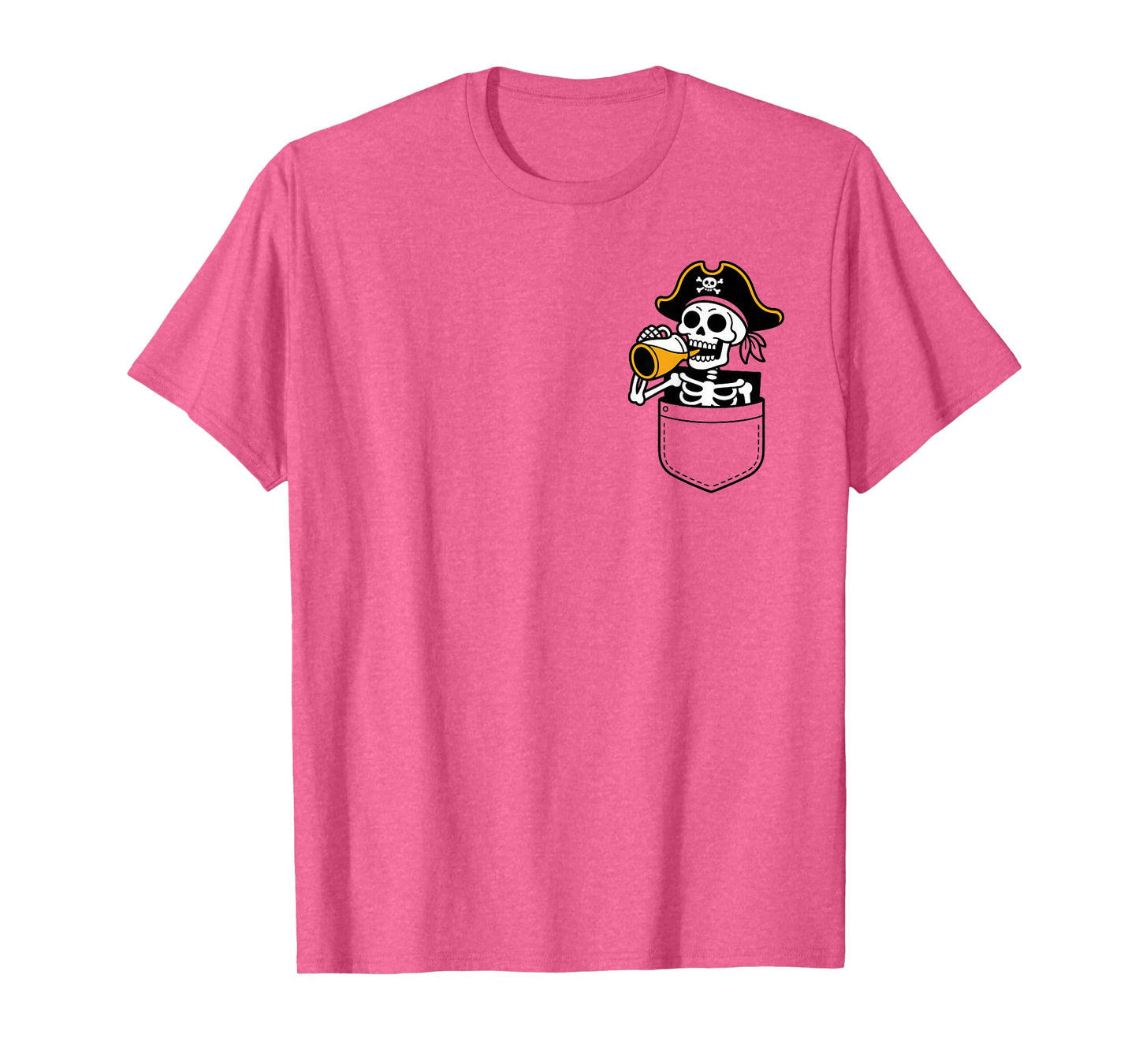 Pirate Skeleton in Pocket Cute Halloween Fall Humor T-Shirt