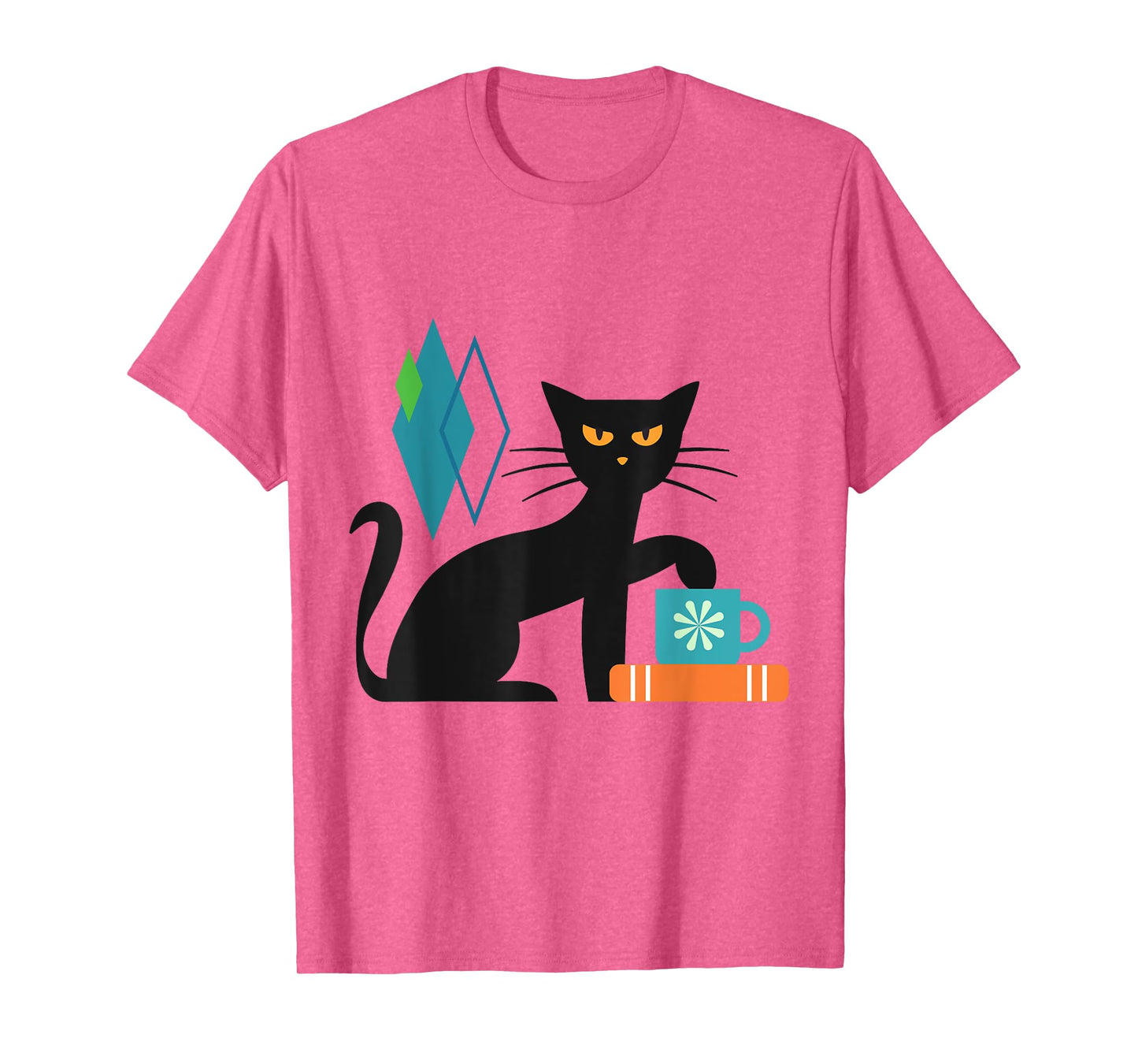 Cat Midcentury With Book and Coffee Atomic Age Mid Century T-Shirt