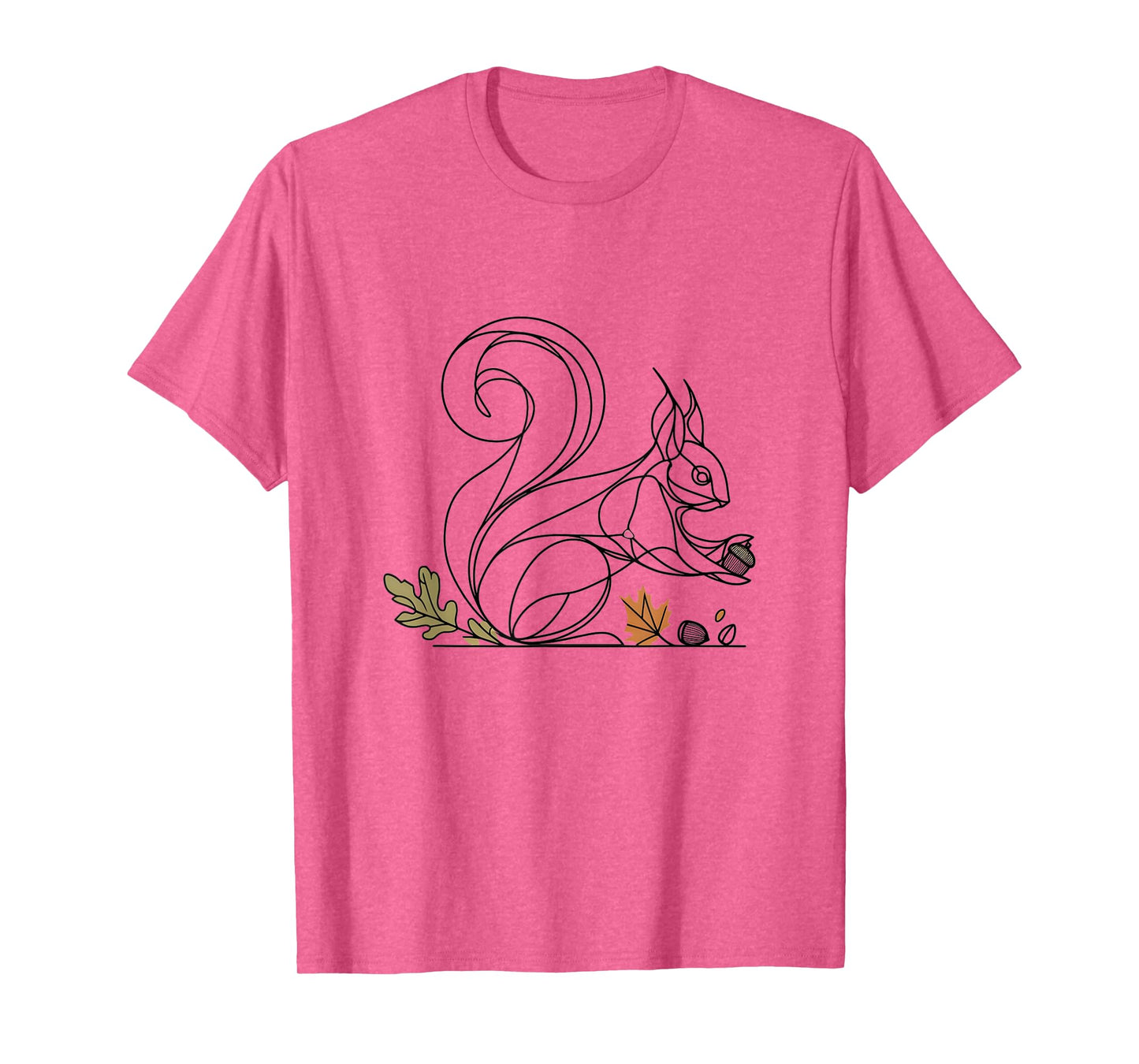 BioGeometry Autumn Squirrel Line with Acorns and Leaves T-Shirt