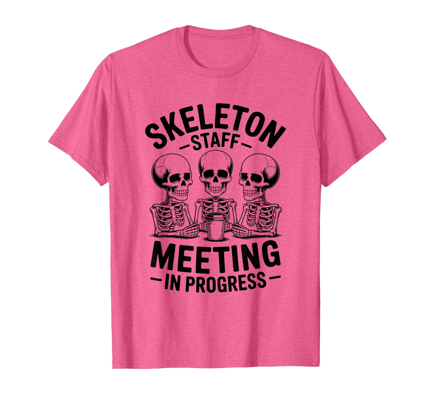 Skeleton Staff Meeting in Progress Matching Halloween Office T-Shirt