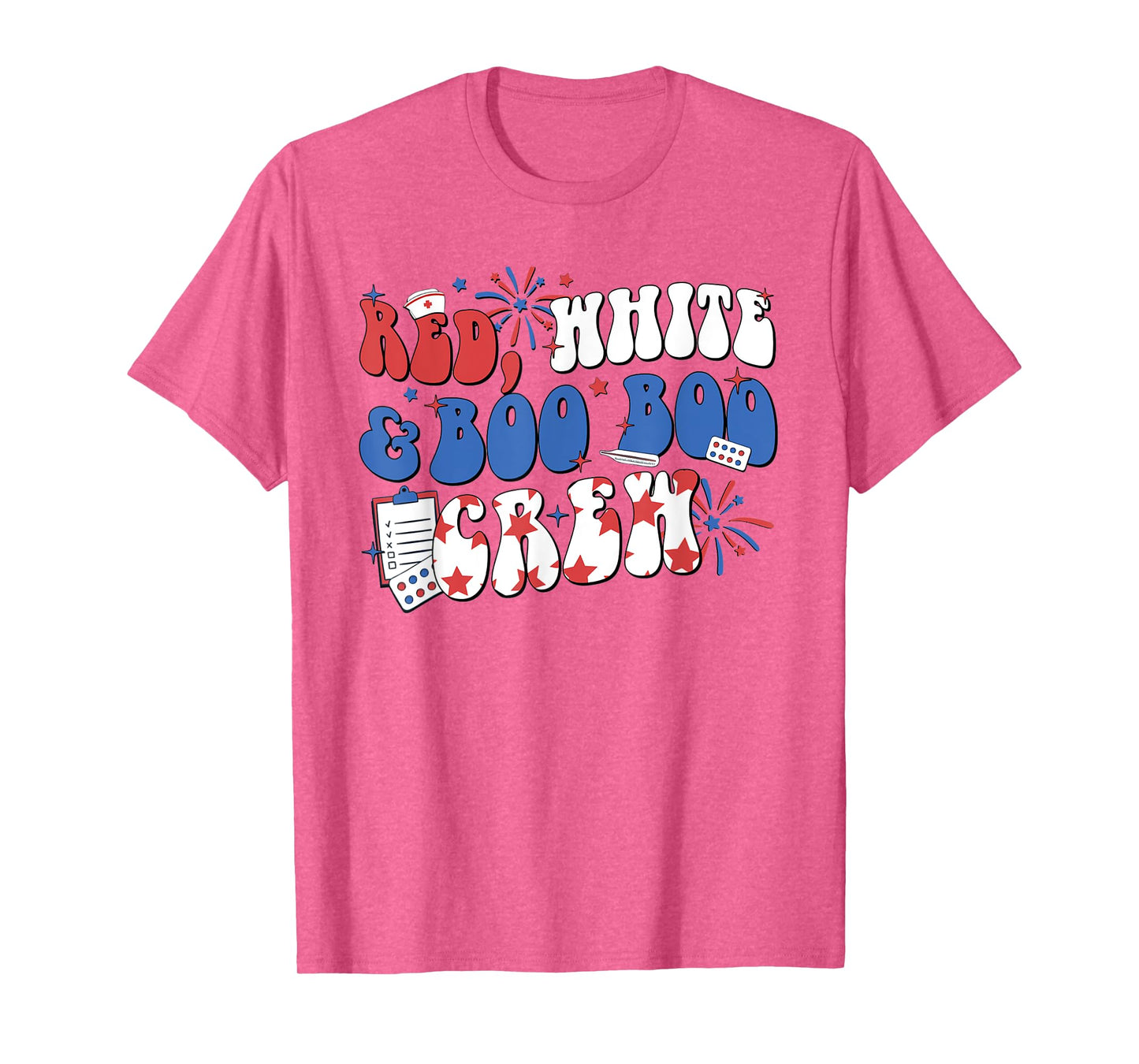 Retro Red White Boo Boo Crew 4th Of July Nurse Otho Tech T-Shirt for Women Men