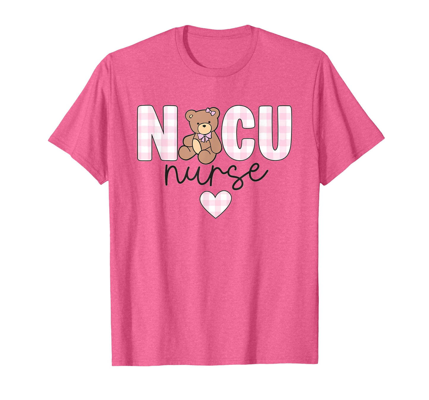 Gingham NICU RN Coquette Bow Neonatal Intensive Care Unit T-Shirt