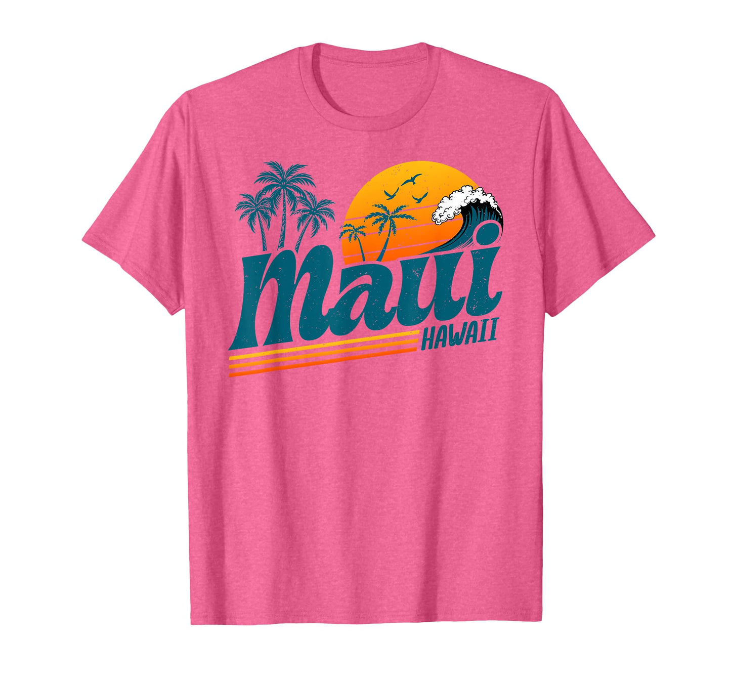 Retro Maui Hawaii Hawaiian Island Palm Tree Beach Vacation T-Shirt